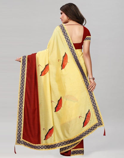 Light yellow Silk Digital Printed Saree | Sudathi