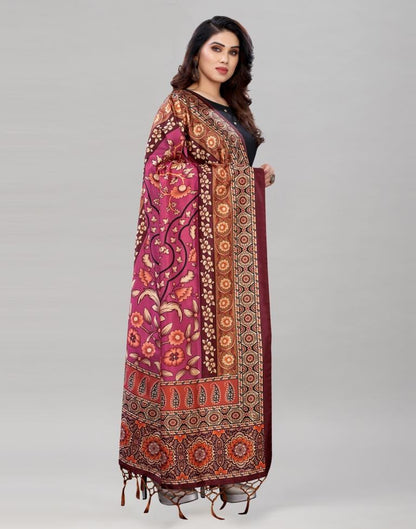 Glitzy Punch Pink Coloured Poly Silk Digital Printed Dupatta | Sudathi