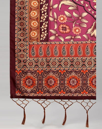 Glitzy Punch Pink Coloured Poly Silk Digital Printed Dupatta | Sudathi