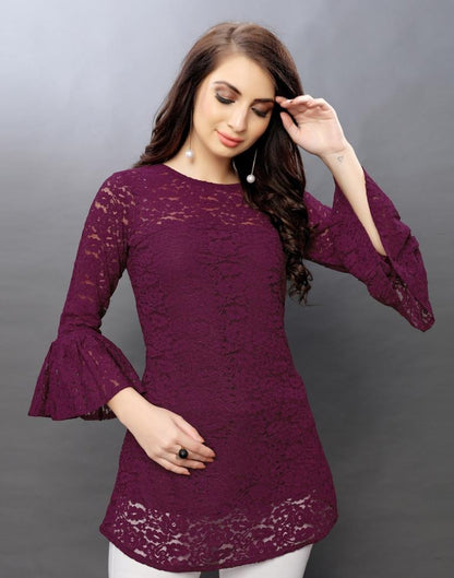 Dreamy Purple Coloured Net Russell Net Tops | Sudathi