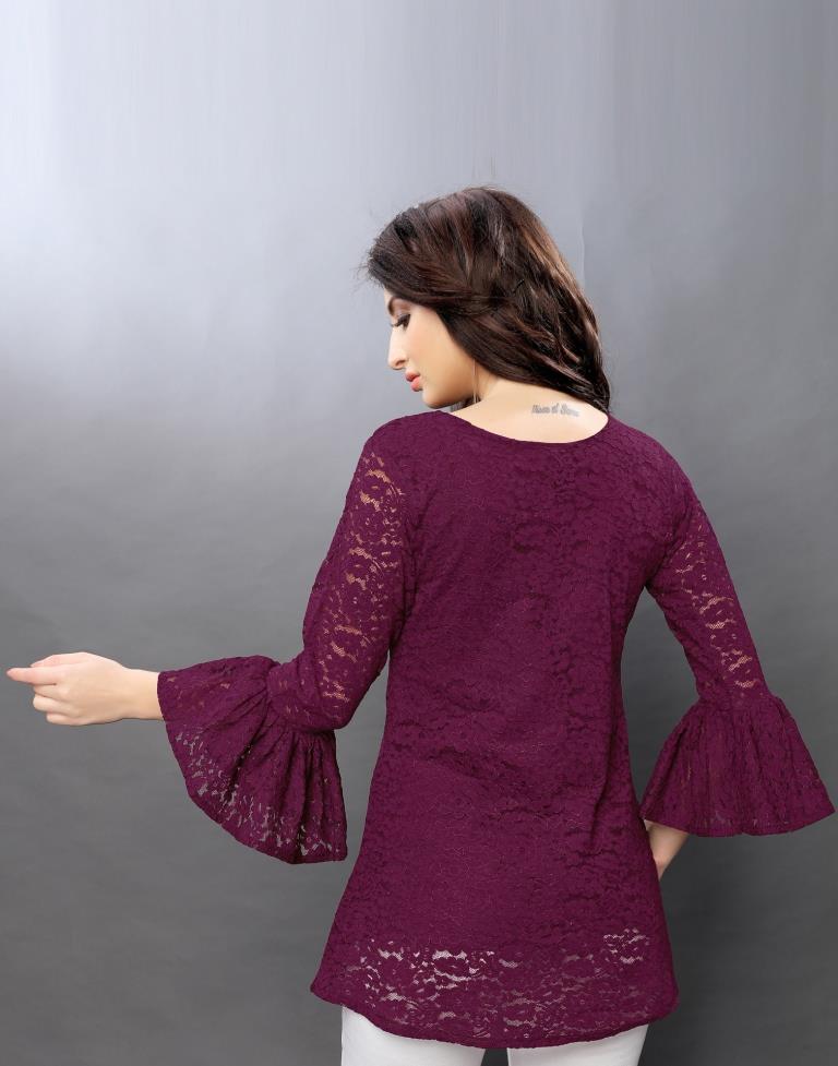 Dreamy Purple Coloured Net Russell Net Tops | Sudathi