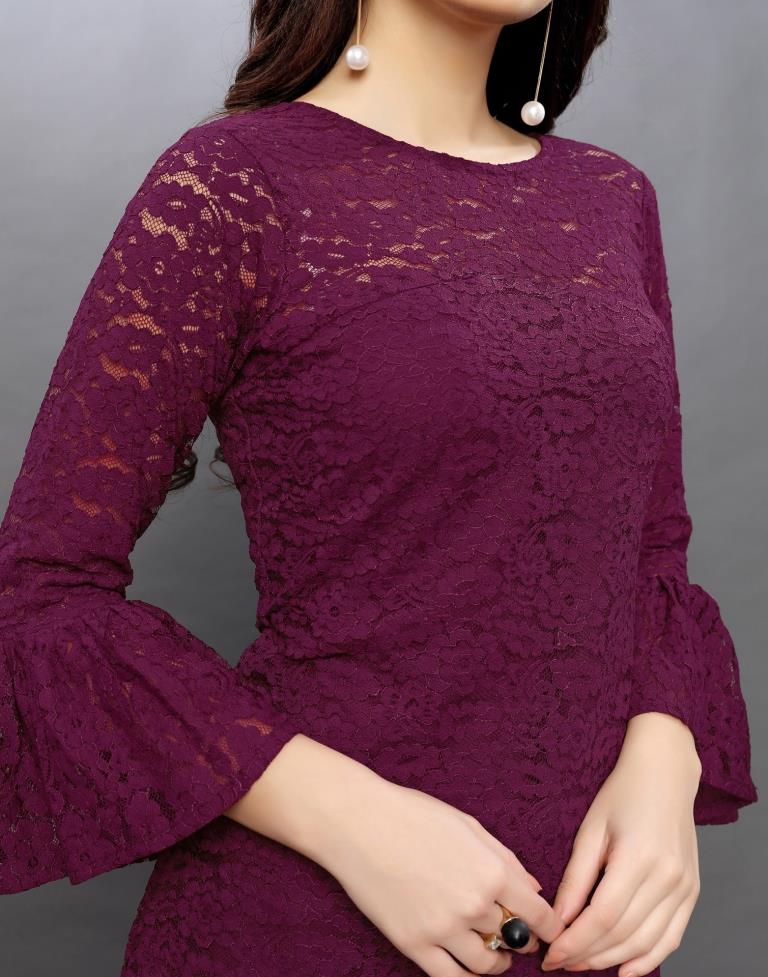 Dreamy Purple Coloured Net Russell Net Tops | Sudathi