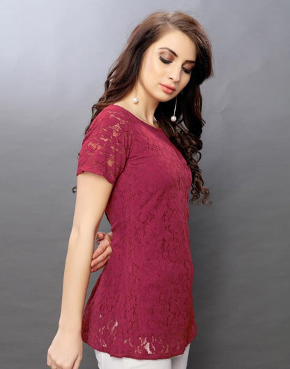 Divine Maroon Coloured Net Russell Net Tops | Sudathi