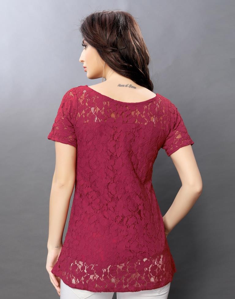 Divine Maroon Coloured Net Russell Net Tops | Sudathi