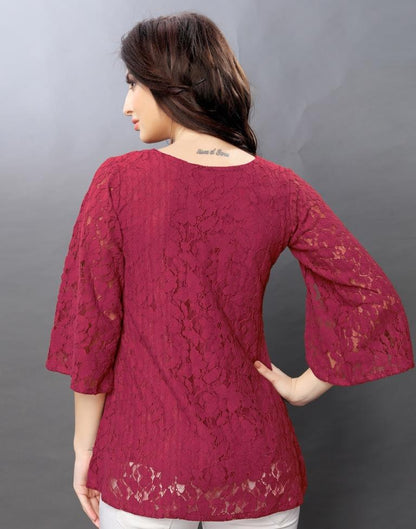 Classic Maroon Coloured Net Russell Net Tops | Sudathi