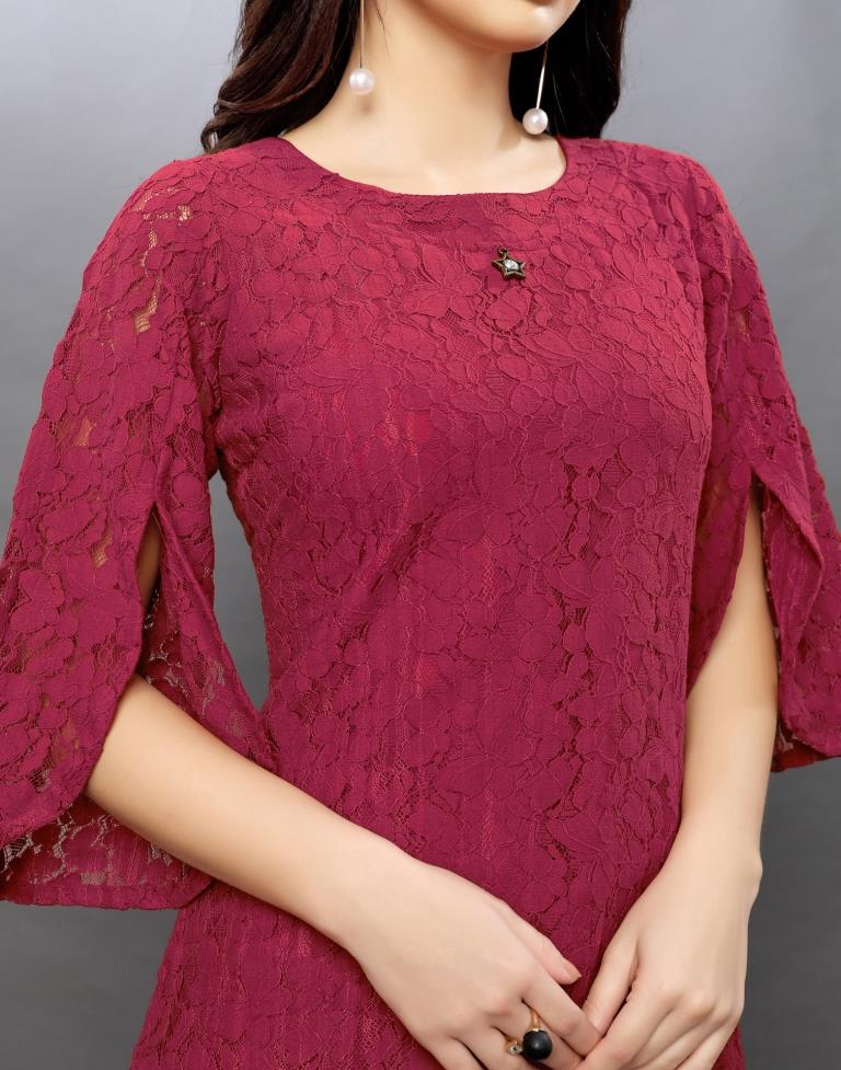 Classic Maroon Coloured Net Russell Net Tops | Sudathi