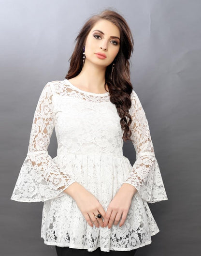 Desirable White Coloured Net Russell Net Tops | Sudathi