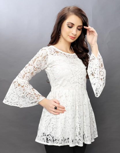 Desirable White Coloured Net Russell Net Tops | Sudathi