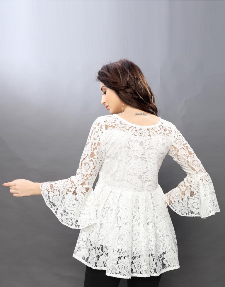 Desirable White Coloured Net Russell Net Tops | Sudathi
