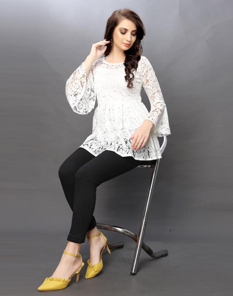 Desirable White Coloured Net Russell Net Tops | Sudathi