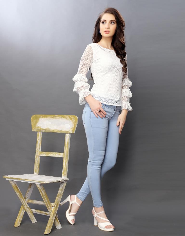 Designer White Russell Top | Sudathi