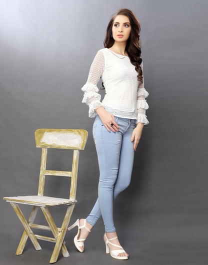 Designer White Russell Top | Sudathi