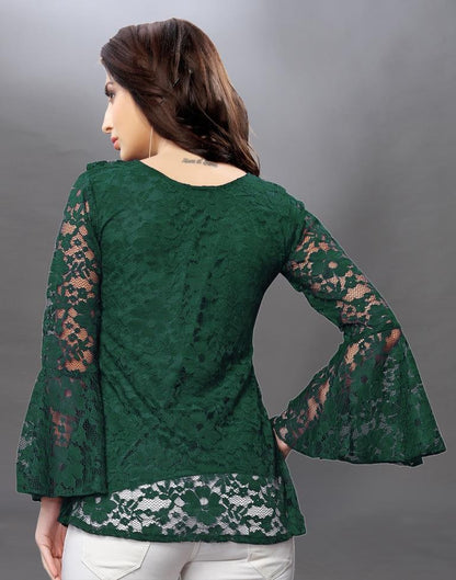 Alluring Green Coloured Net Russell Net Tops | Sudathi