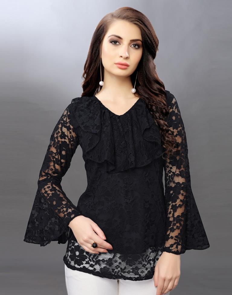 Enriching Black Coloured Net Russell Net Tops | Sudathi