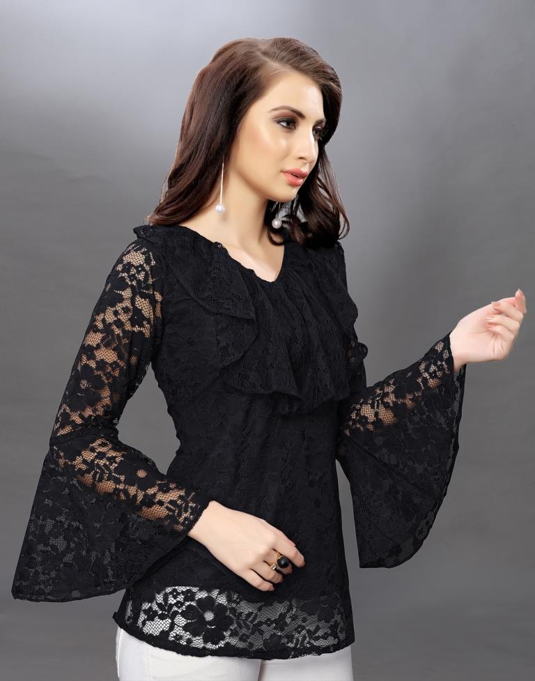 Enriching Black Coloured Net Russell Net Tops | Sudathi