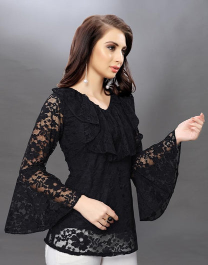 Enriching Black Coloured Net Russell Net Tops | Sudathi