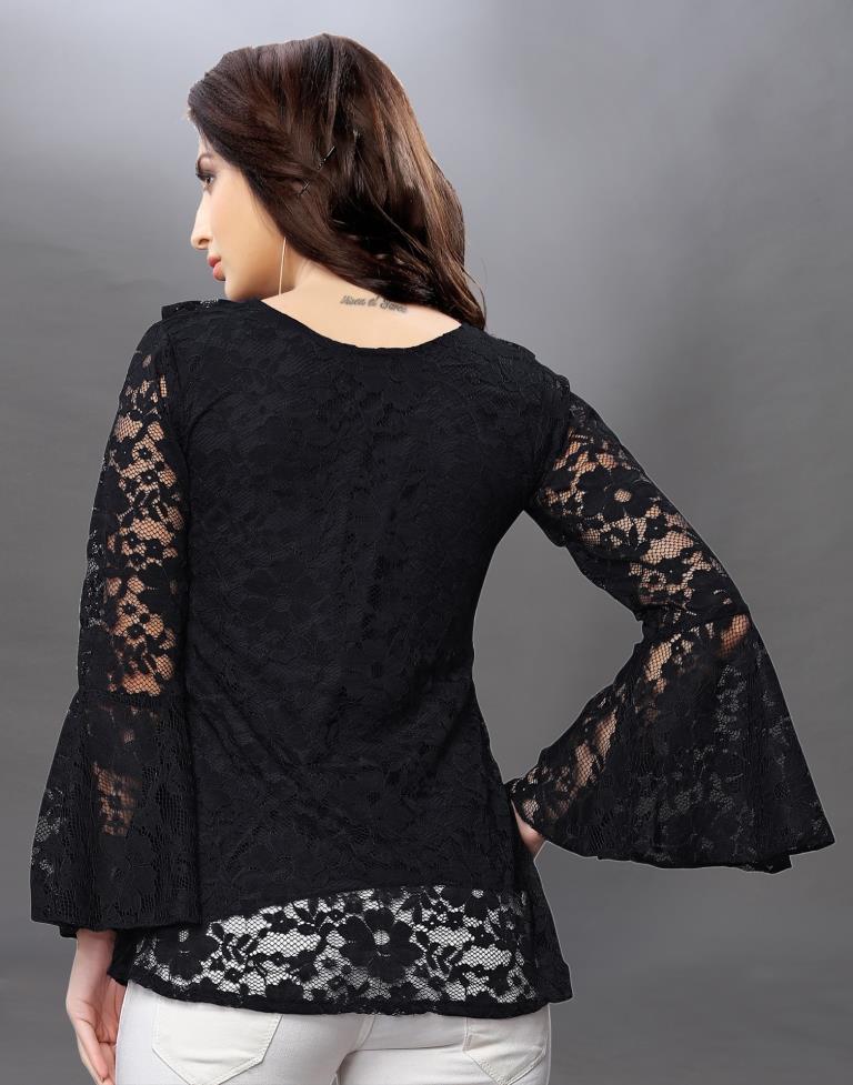 Enriching Black Coloured Net Russell Net Tops | Sudathi