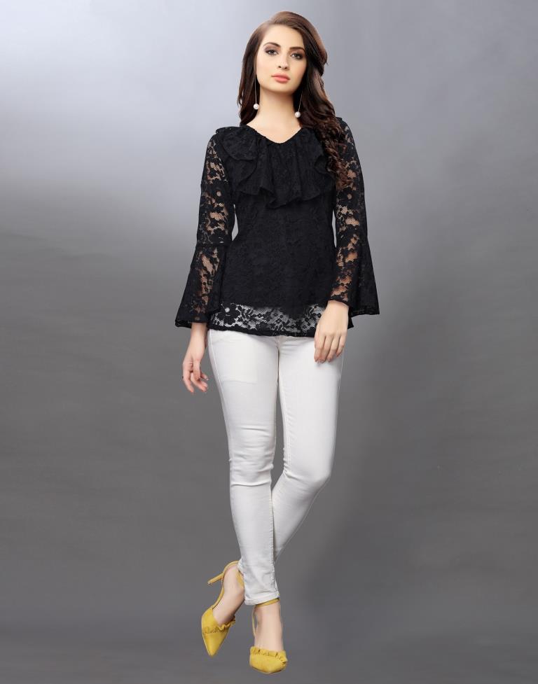 Enriching Black Coloured Net Russell Net Tops | Sudathi