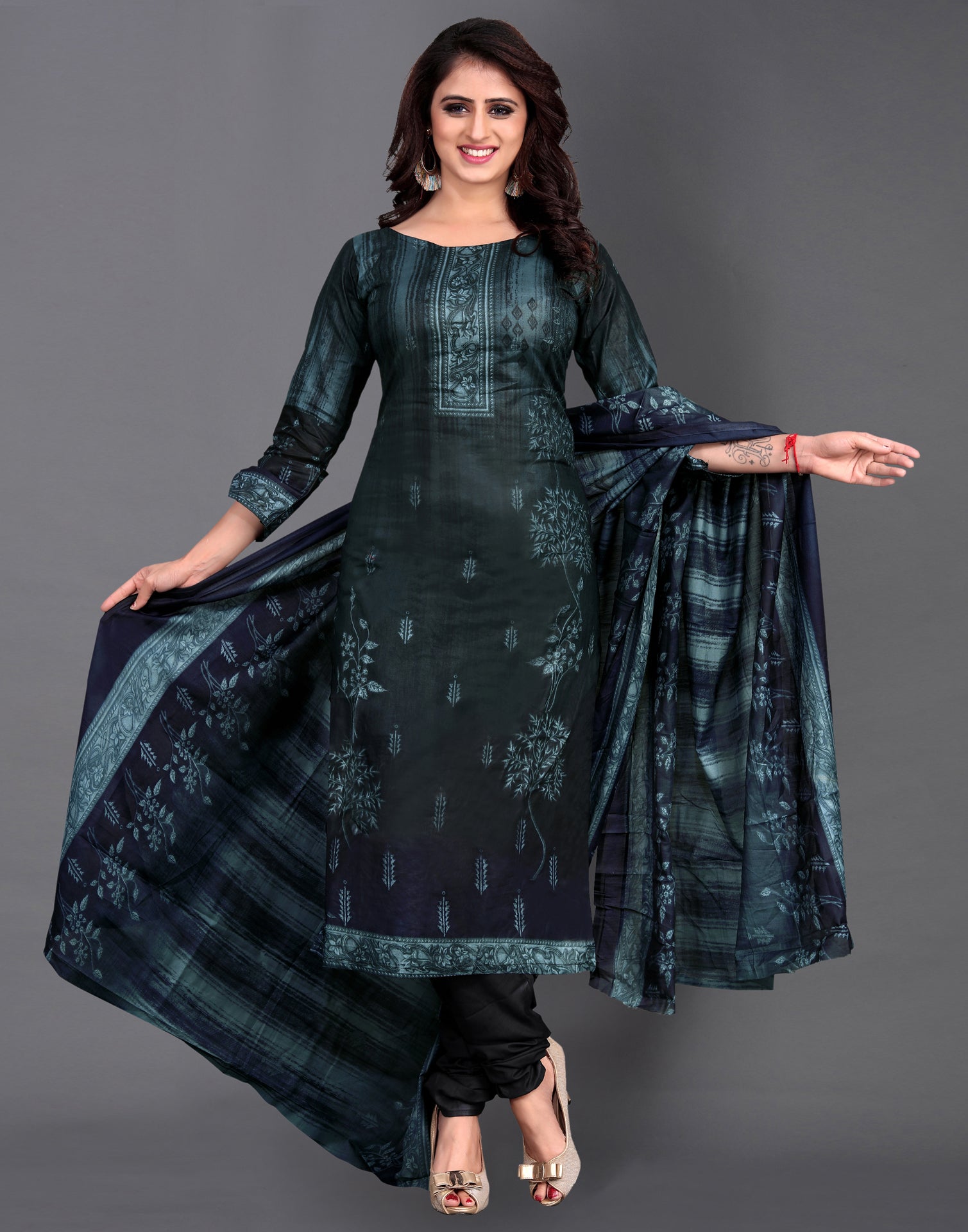 Printed Cotton Unstitched Salwar Suit Material | Sudathi