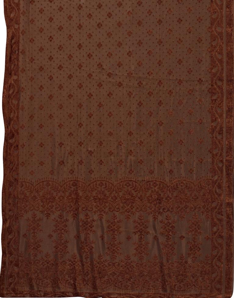 Brown Coloured Lycra Terry Jacquard Dupatta | Sudathi