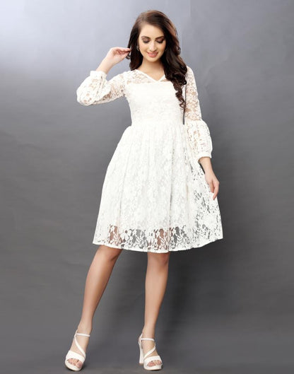 Fantastic White Coloured Net Russell Net Dress | Sudathi