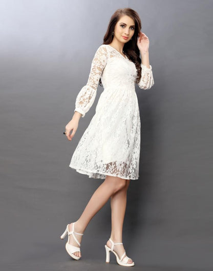 Fantastic White Coloured Net Russell Net Dress | Sudathi