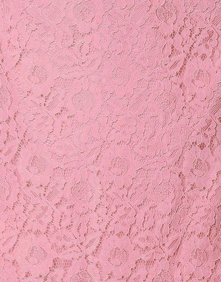 Pink Coloured Net Russell Net Dress | Sudathi