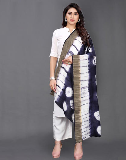 Navy Blue Coloured Poly Cotton Bandhani Printed Dupatta | Sudathi