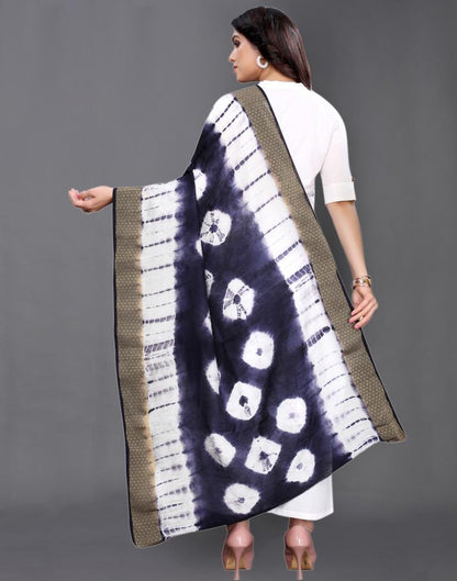 Navy Blue Coloured Poly Cotton Bandhani Printed Dupatta | Sudathi