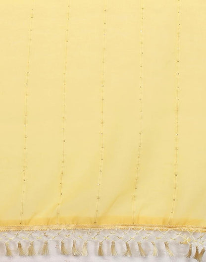 Cream Coloured Poly Cotton plain Sequence Weave Striped Dupatta | Sudathi