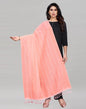 Rose Pink Coloured Poly Cotton plain Sequence Weave Striped Dupatta | Sudathi