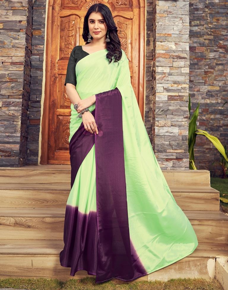 Ready to Wear Pista Green Chiffon Plain Saree