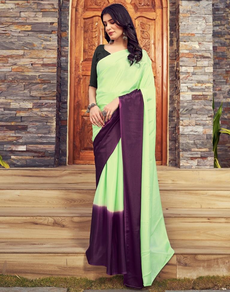 Ready to Wear Pista Green Chiffon Plain Saree