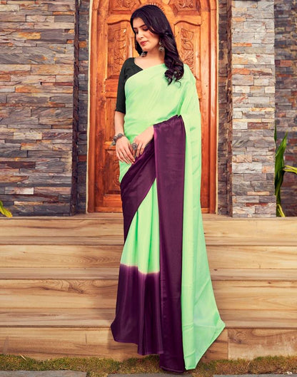 Ready to Wear Pista Green Chiffon Plain Saree