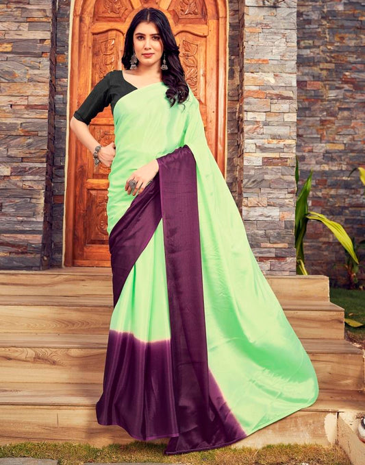 Ready to Wear Pista Green Chiffon Plain Saree