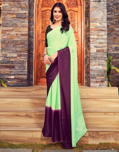 Ready to Wear Pista Green Chiffon Plain Saree