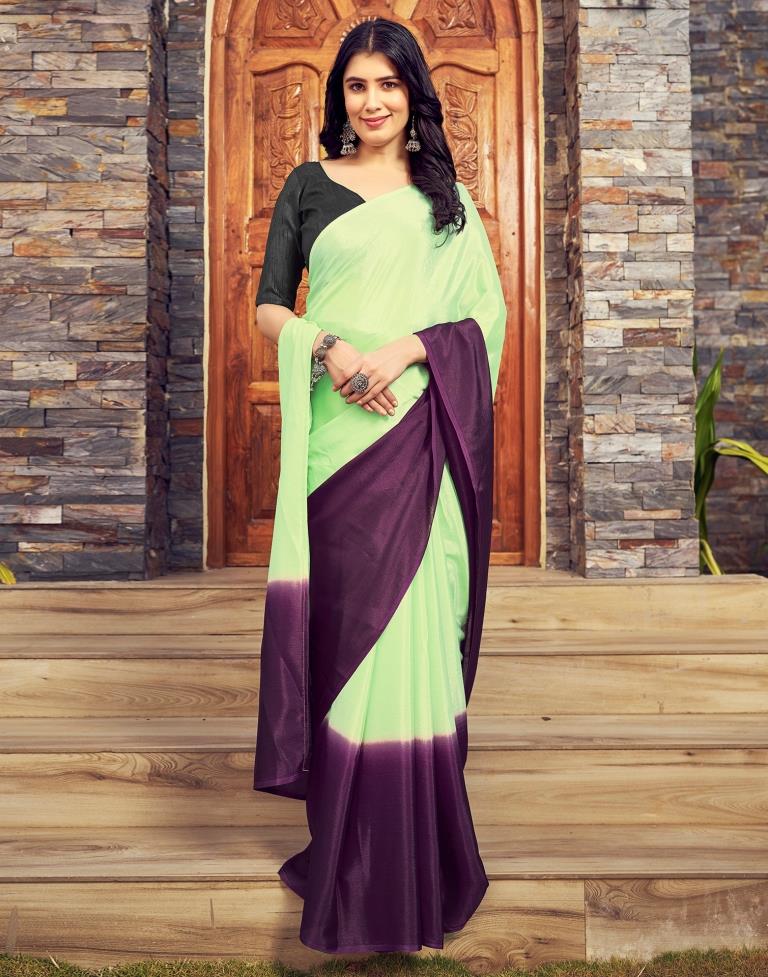 Ready to Wear Pista Green Chiffon Plain Saree