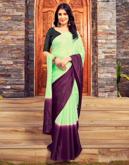Ready to Wear Pista Green Chiffon Plain Saree