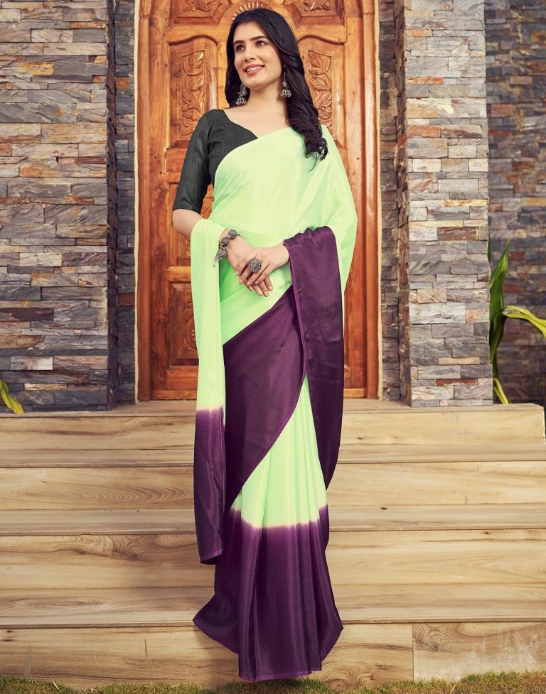 Ready to Wear Pista Green Chiffon Plain Saree
