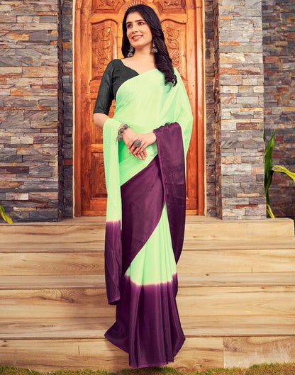 Ready to Wear Pista Green Chiffon Plain Saree