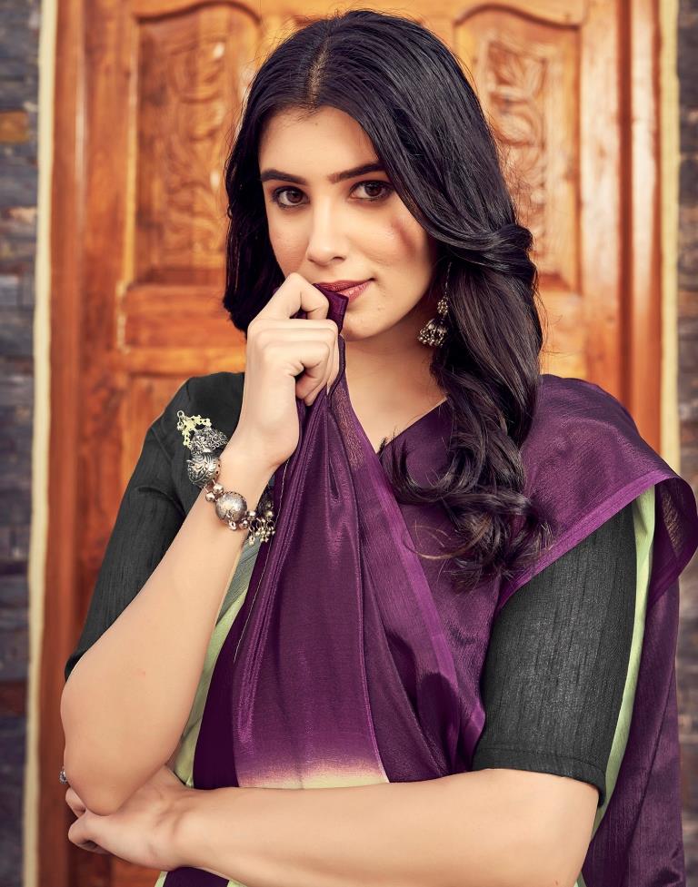 Ready to Wear Pista Green Chiffon Plain Saree