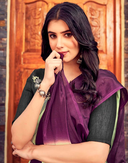 Ready to Wear Pista Green Chiffon Plain Saree