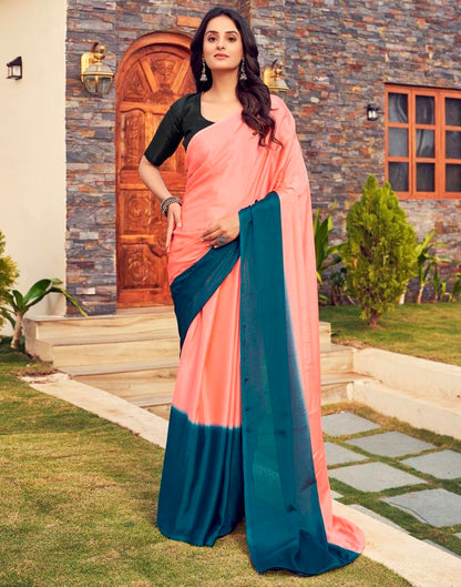 Ready to Wear Peach Chiffon Plain Saree