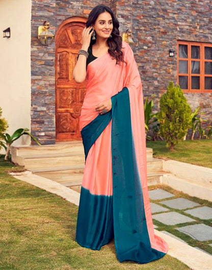 Ready to Wear Peach Chiffon Plain Saree