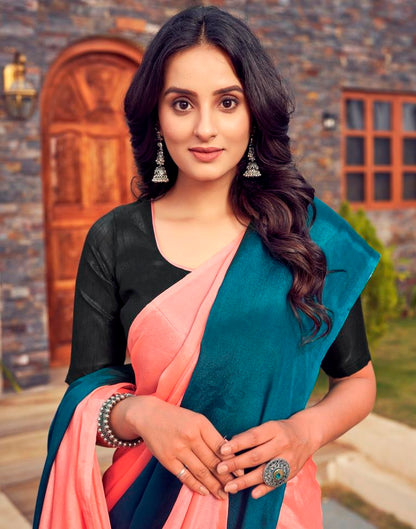 Ready to Wear Peach Chiffon Plain Saree