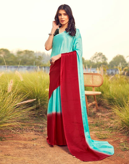 Ready to Wear TurquoiseWeaving Chiffon Plain Saree