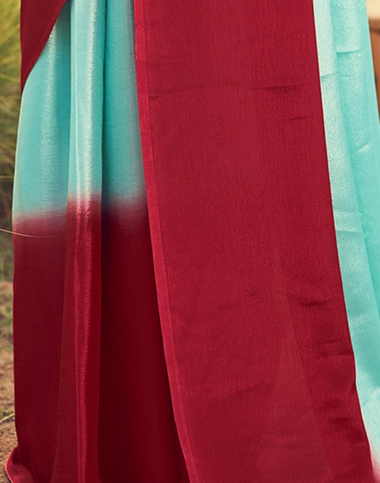 Ready to Wear TurquoiseWeaving Chiffon Plain Saree