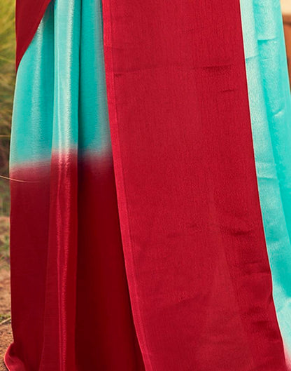 Ready to Wear TurquoiseWeaving Chiffon Plain Saree