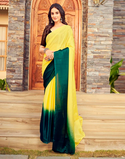 Ready to Wear Yellow Chiffon Plain Saree