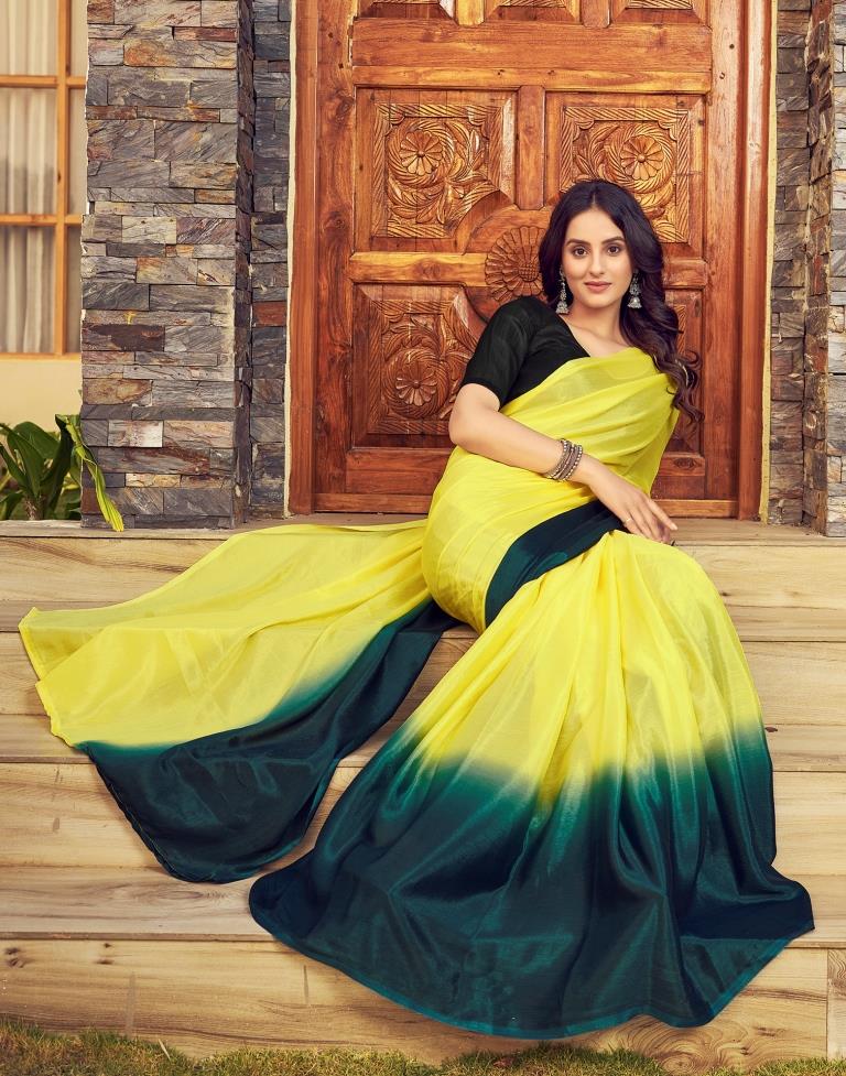 Ready to Wear Yellow Chiffon Plain Saree
